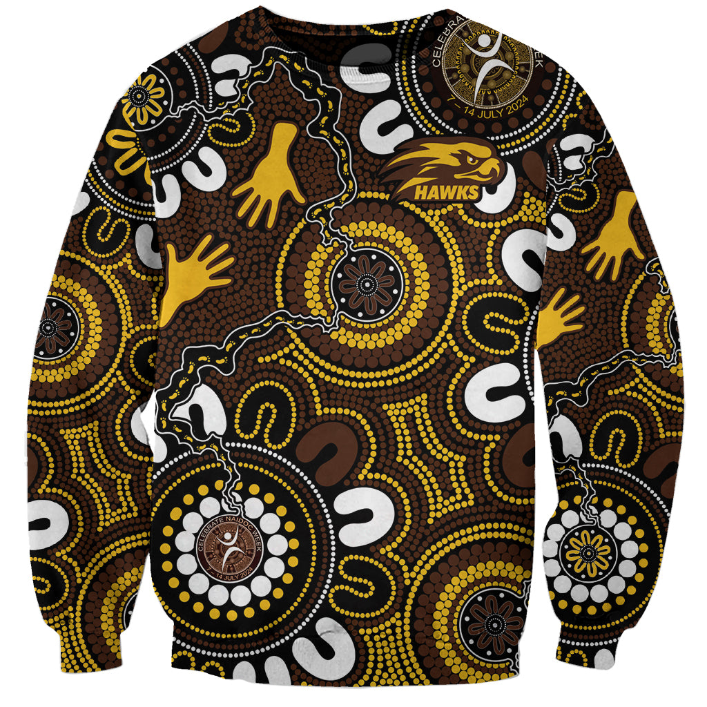 Custom Hawthorn NAIDOC Week 2024 Sweatshirt Fire Burning Aboriginal Dots Art