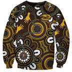 Custom Hawthorn NAIDOC Week 2024 Sweatshirt Fire Burning Aboriginal Dots Art