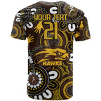 Custom Hawthorn NAIDOC Week 2024 T Shirt Fire Burning Aboriginal Dots Art