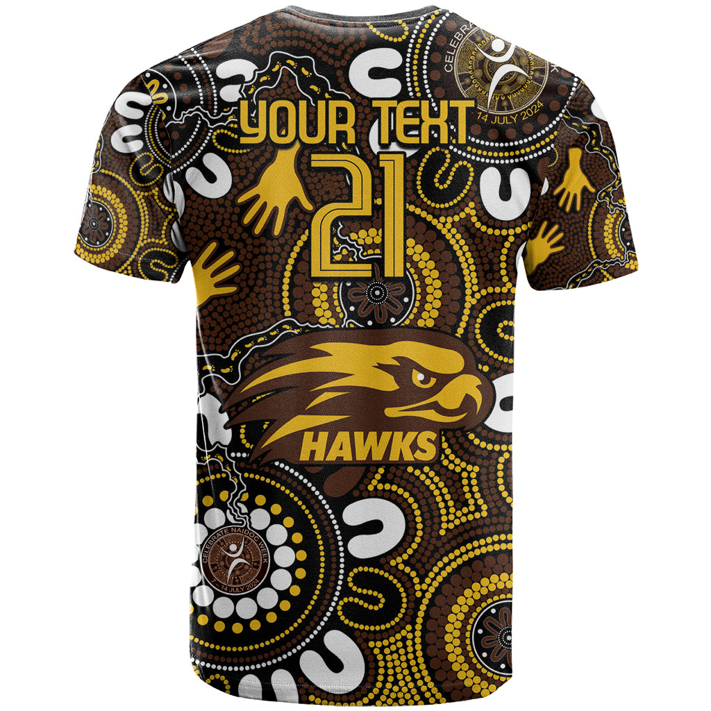Custom Hawthorn NAIDOC Week 2024 T Shirt Fire Burning Aboriginal Dots Art