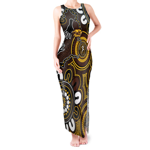 Custom Hawthorn NAIDOC Week 2024 Tank Maxi Dress Fire Burning Aboriginal Dots Art