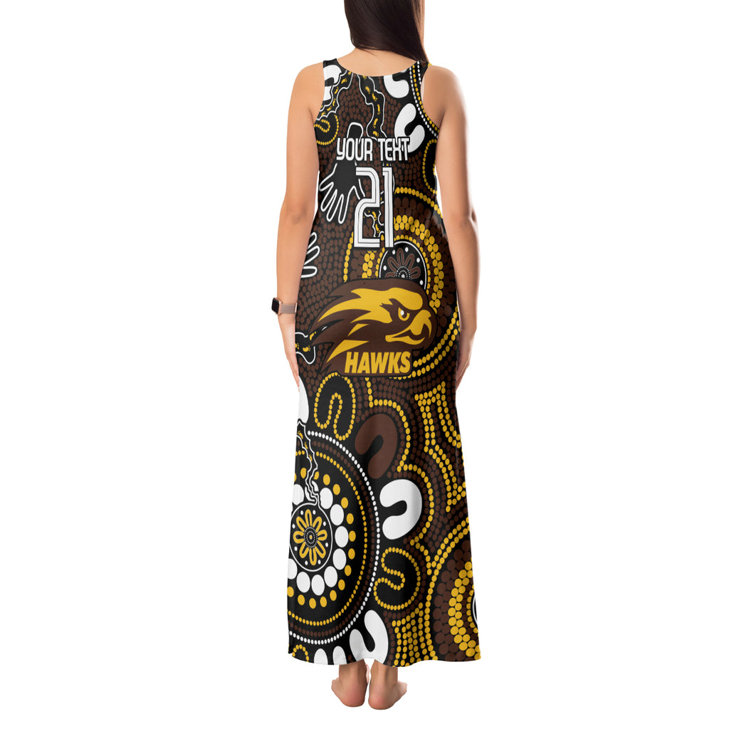 Custom Hawthorn NAIDOC Week 2024 Tank Maxi Dress Fire Burning Aboriginal Dots Art