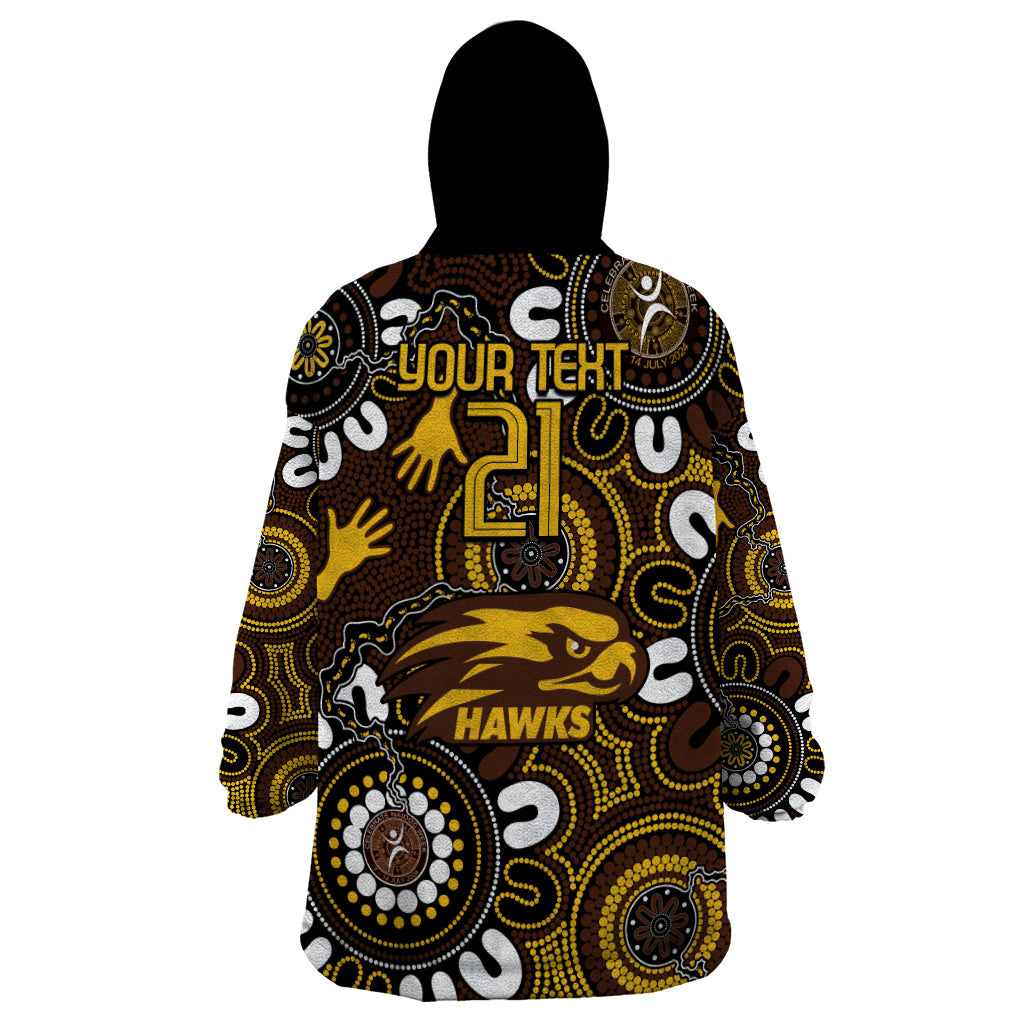 Custom Hawthorn NAIDOC Week 2024 Wearable Blanket Hoodie Fire Burning Aboriginal Dots Art