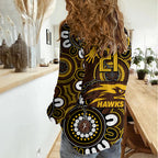 Custom Hawthorn NAIDOC Week 2024 Women Casual Shirt Fire Burning Aboriginal Dots Art
