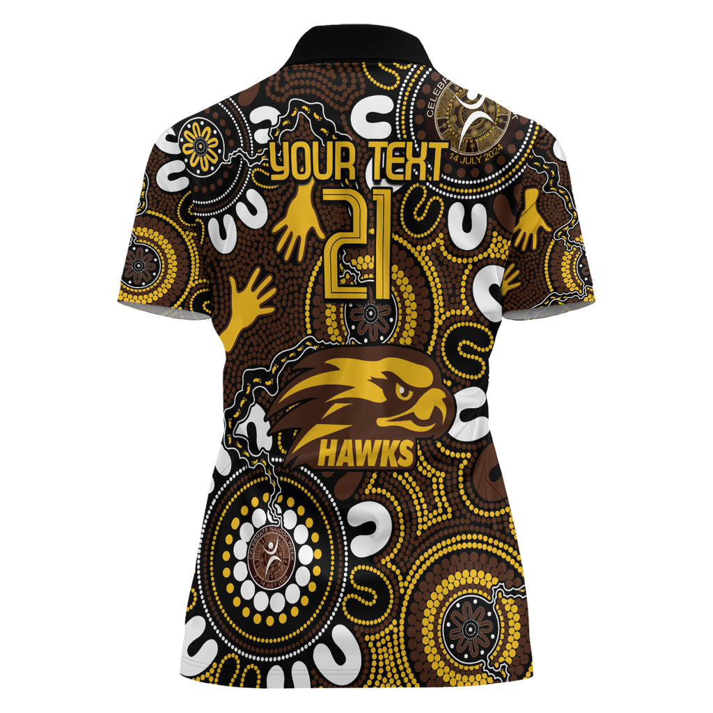 Custom Hawthorn NAIDOC Week 2024 Women Polo Shirt Fire Burning Aboriginal Dots Art