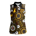 Custom Hawthorn NAIDOC Week 2024 Women Sleeveless Polo Shirt Fire Burning Aboriginal Dots Art