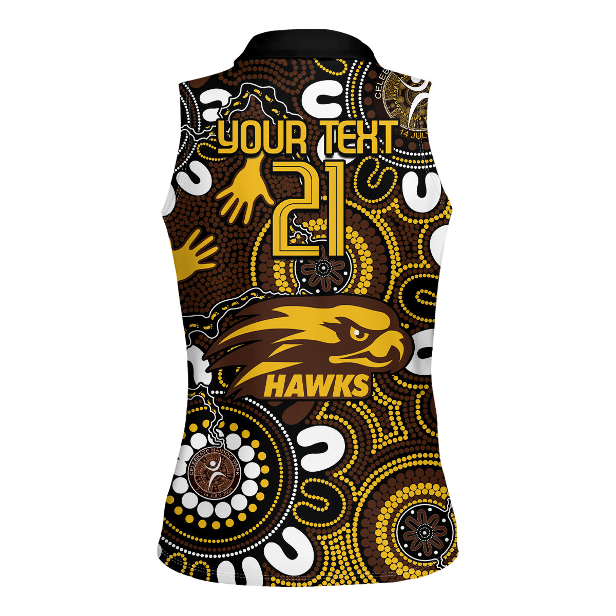 Custom Hawthorn NAIDOC Week 2024 Women Sleeveless Polo Shirt Fire Burning Aboriginal Dots Art