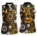Custom Hawthorn NAIDOC Week 2024 Women Sleeveless Polo Shirt Fire Burning Aboriginal Dots Art