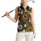 Custom Hawthorn NAIDOC Week 2024 Women Sleeveless Polo Shirt Fire Burning Aboriginal Dots Art