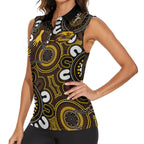 Custom Hawthorn NAIDOC Week 2024 Women Sleeveless Polo Shirt Fire Burning Aboriginal Dots Art