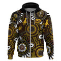 Custom Hawthorn NAIDOC Week 2024 Zip Hoodie Fire Burning Aboriginal Dots Art