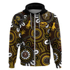 Custom Hawthorn NAIDOC Week 2024 Zip Hoodie Fire Burning Aboriginal Dots Art