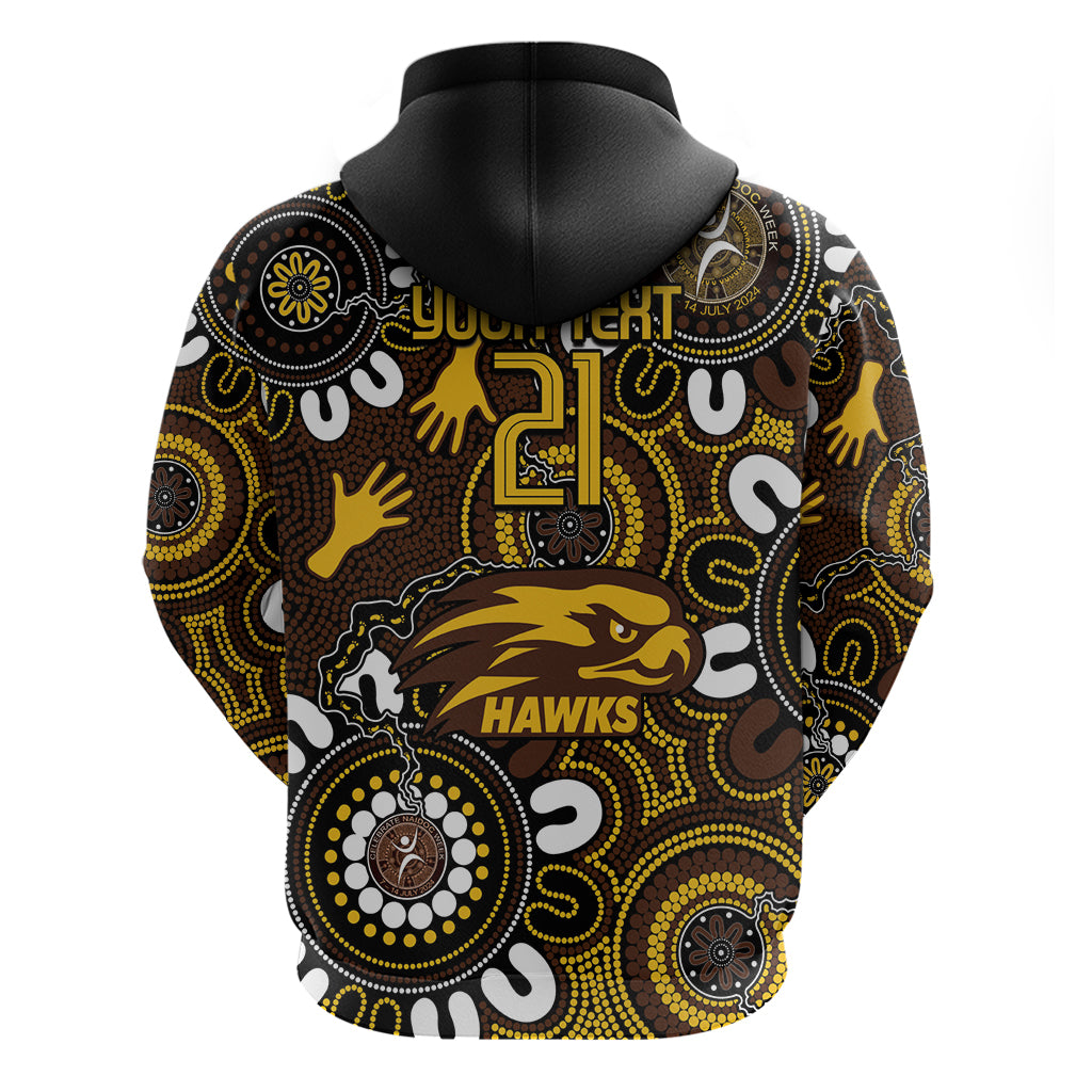 Custom Hawthorn NAIDOC Week 2024 Zip Hoodie Fire Burning Aboriginal Dots Art