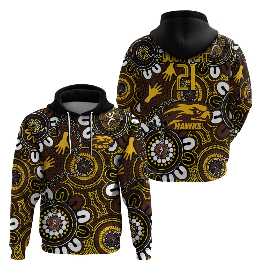 Custom Hawthorn NAIDOC Week 2024 Zip Hoodie Fire Burning Aboriginal Dots Art