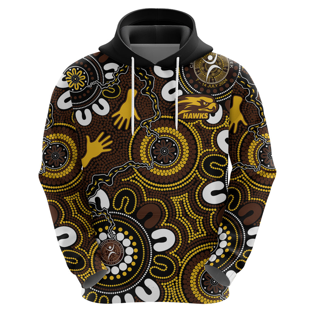 Custom Hawthorn NAIDOC Week 2024 Zip Hoodie Fire Burning Aboriginal Dots Art