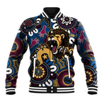 Custom Lions Football NAIDOC Week 2024 Baseball Jacket Fire Burning Aboriginal Dots Art