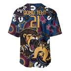 Custom Lions Football NAIDOC Week 2024 Baseball Jersey Fire Burning Aboriginal Dots Art