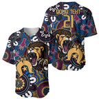 Custom Lions Football NAIDOC Week 2024 Baseball Jersey Fire Burning Aboriginal Dots Art