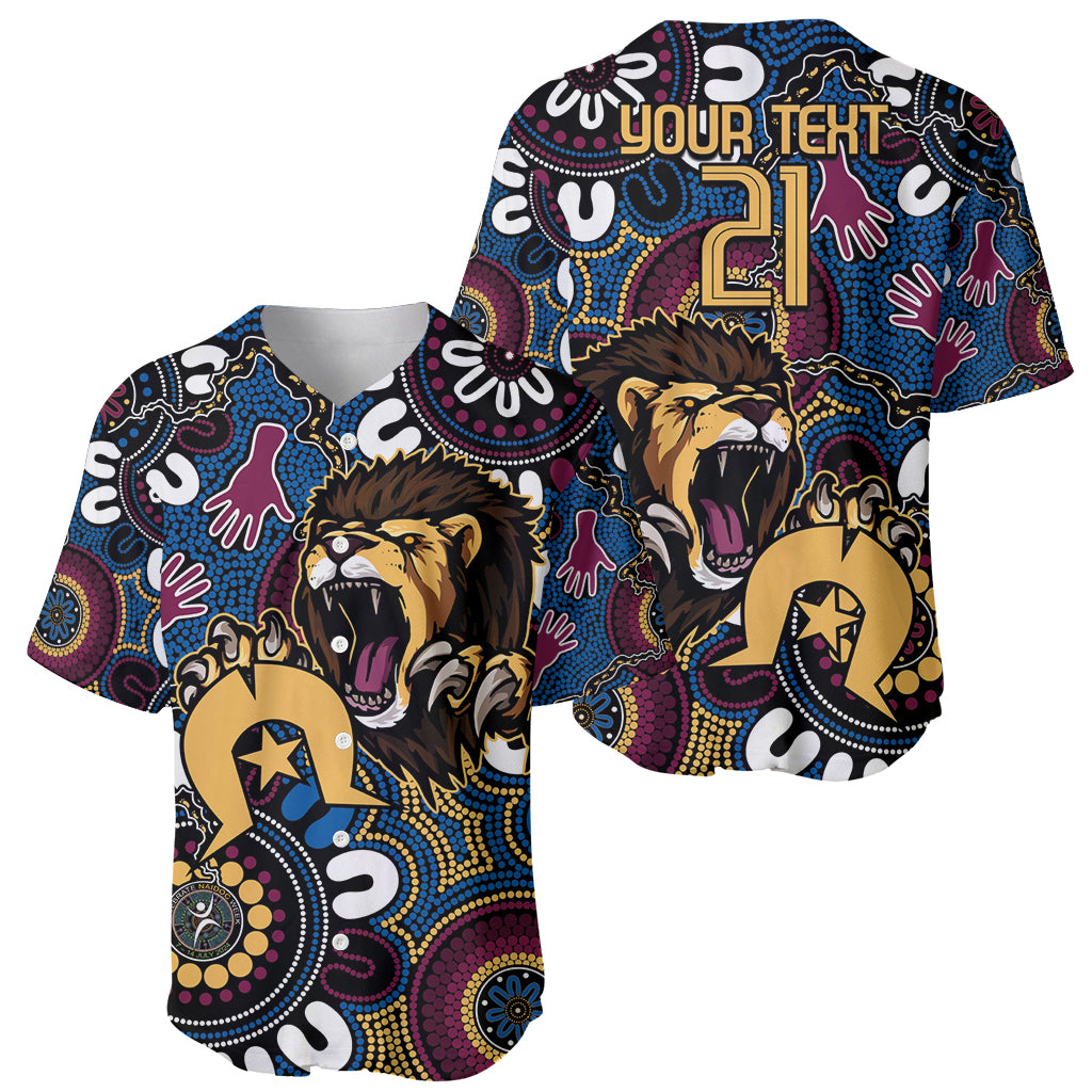 Custom Lions Football NAIDOC Week 2024 Baseball Jersey Fire Burning Aboriginal Dots Art