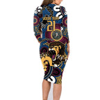 Custom Lions Football NAIDOC Week 2024 Family Matching Long Sleeve Bodycon Dress and Hawaiian Shirt Fire Burning Aboriginal Dots Art