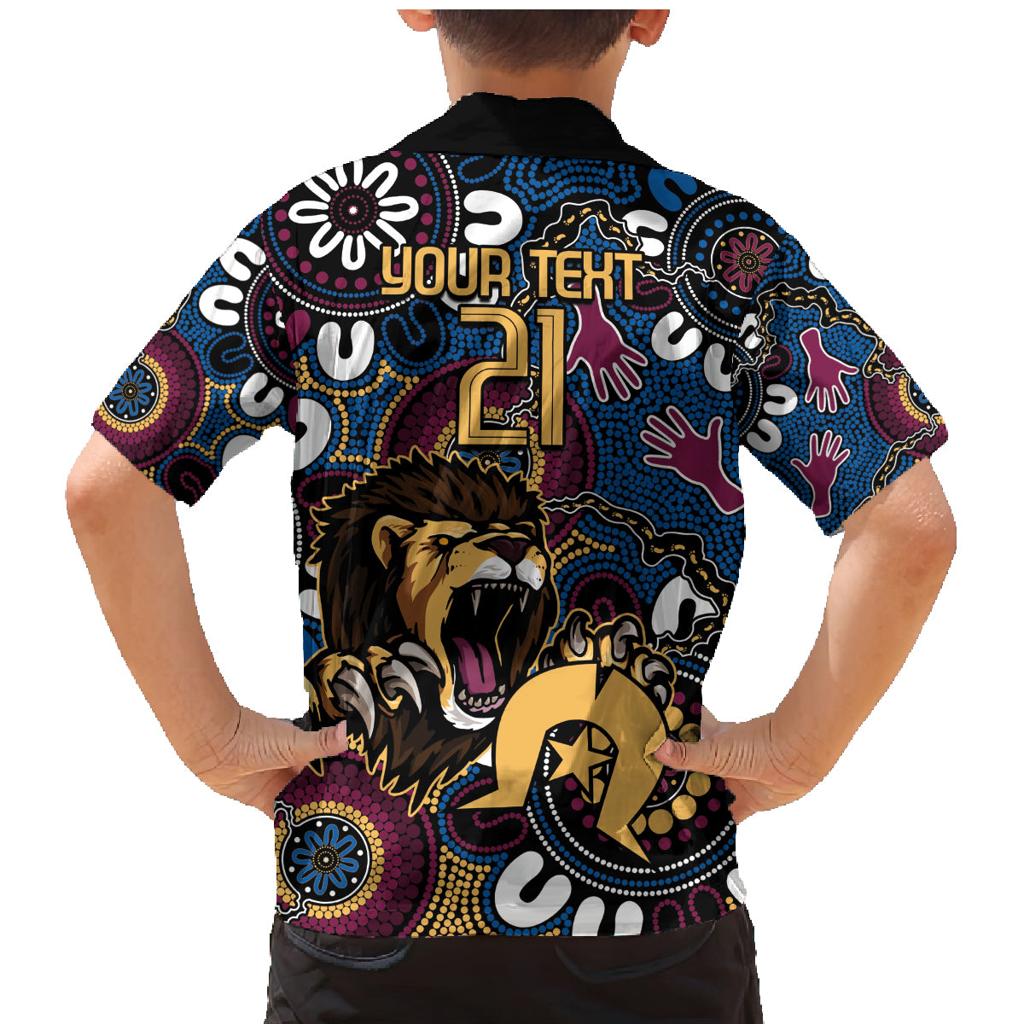 Custom Lions Football NAIDOC Week 2024 Family Matching Mermaid Dress and Hawaiian Shirt Fire Burning Aboriginal Dots Art