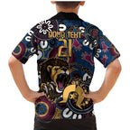 Custom Lions Football NAIDOC Week 2024 Family Matching Mermaid Dress and Hawaiian Shirt Fire Burning Aboriginal Dots Art