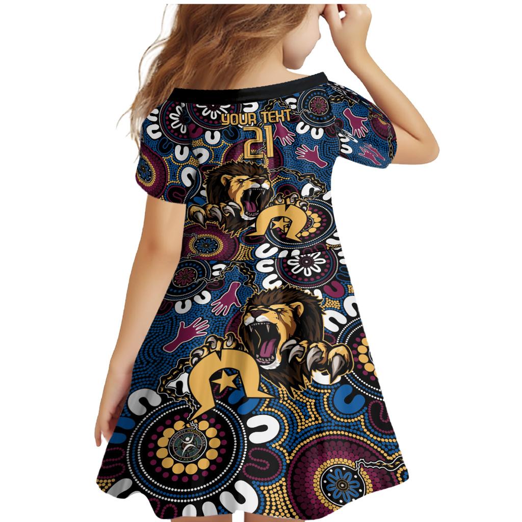 Custom Lions Football NAIDOC Week 2024 Family Matching Mermaid Dress and Hawaiian Shirt Fire Burning Aboriginal Dots Art