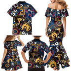 Custom Lions Football NAIDOC Week 2024 Family Matching Mermaid Dress and Hawaiian Shirt Fire Burning Aboriginal Dots Art