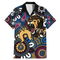 Custom Lions Football NAIDOC Week 2024 Family Matching Mermaid Dress and Hawaiian Shirt Fire Burning Aboriginal Dots Art