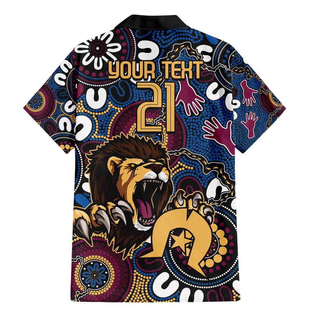 Custom Lions Football NAIDOC Week 2024 Family Matching Mermaid Dress and Hawaiian Shirt Fire Burning Aboriginal Dots Art