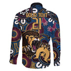 Custom Lions Football NAIDOC Week 2024 Family Matching Puletasi and Hawaiian Shirt Fire Burning Aboriginal Dots Art
