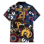 Custom Lions Football NAIDOC Week 2024 Family Matching Short Sleeve Bodycon Dress and Hawaiian Shirt Fire Burning Aboriginal Dots Art