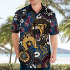 Custom Lions Football NAIDOC Week 2024 Hawaiian Shirt Fire Burning Aboriginal Dots Art