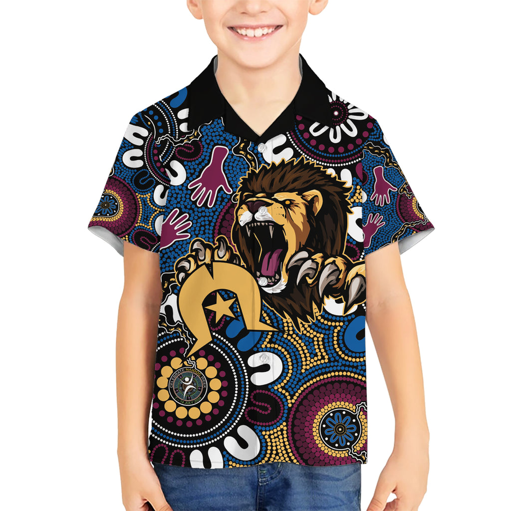 Custom Lions Football NAIDOC Week 2024 Hawaiian Shirt Fire Burning Aboriginal Dots Art