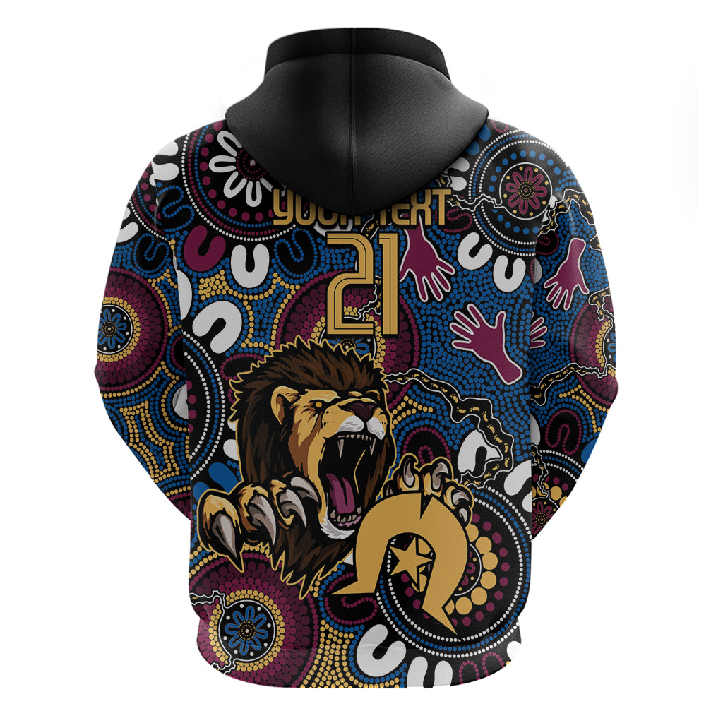 Custom Lions Football NAIDOC Week 2024 Hoodie Fire Burning Aboriginal Dots Art