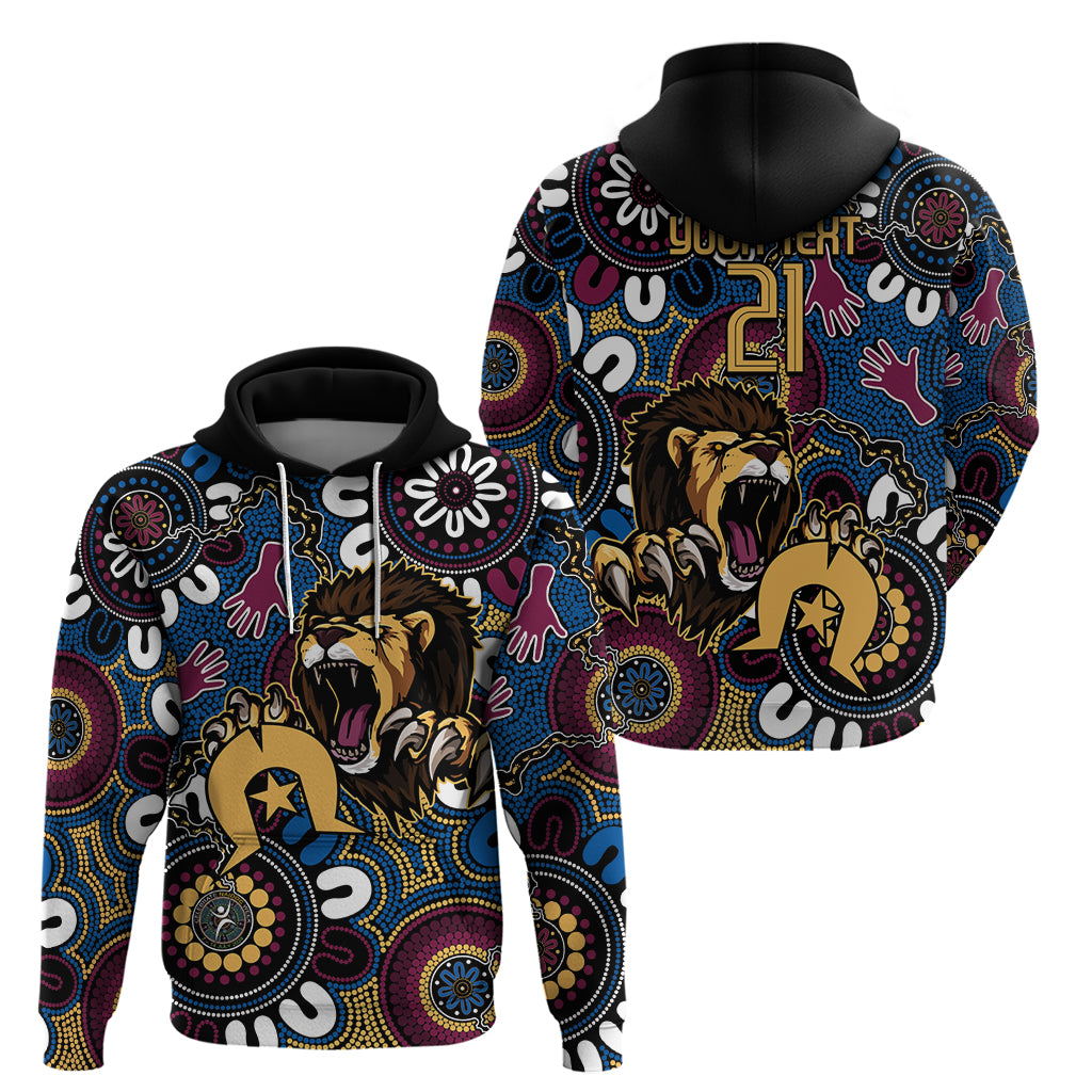 Custom Lions Football NAIDOC Week 2024 Hoodie Fire Burning Aboriginal Dots Art