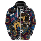 Custom Lions Football NAIDOC Week 2024 Hoodie Fire Burning Aboriginal Dots Art