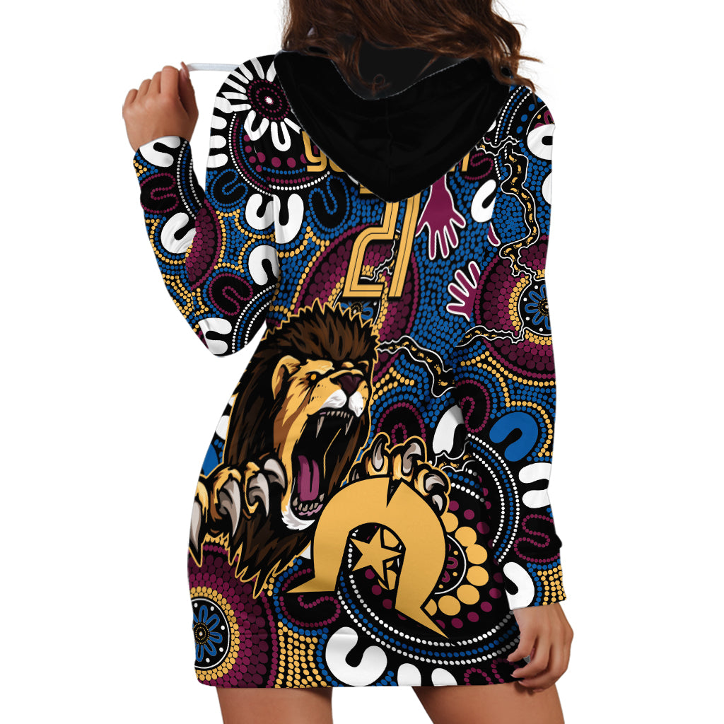 Custom Lions Football NAIDOC Week 2024 Hoodie Dress Fire Burning Aboriginal Dots Art