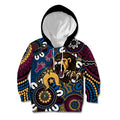 Custom Lions Football NAIDOC Week 2024 Kid Hoodie Fire Burning Aboriginal Dots Art