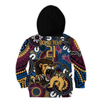 Custom Lions Football NAIDOC Week 2024 Kid Hoodie Fire Burning Aboriginal Dots Art