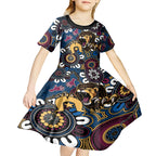 Custom Lions Football NAIDOC Week 2024 Kid Short Sleeve Dress Fire Burning Aboriginal Dots Art