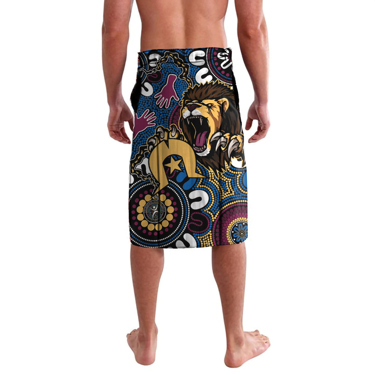 Custom Lions Football NAIDOC Week 2024 Lavalava Fire Burning Aboriginal Dots Art
