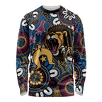 Custom Lions Football NAIDOC Week 2024 Long Sleeve Shirt Fire Burning Aboriginal Dots Art