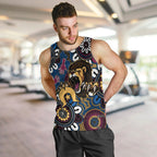 Custom Lions Football NAIDOC Week 2024 Men Tank Top Fire Burning Aboriginal Dots Art