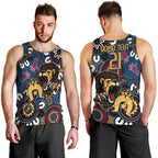 Custom Lions Football NAIDOC Week 2024 Men Tank Top Fire Burning Aboriginal Dots Art