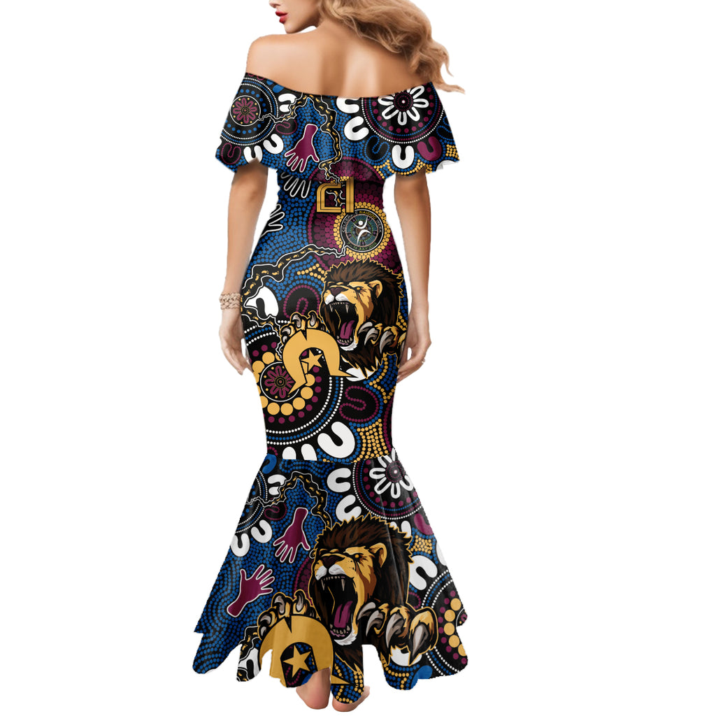 Custom Lions Football NAIDOC Week 2024 Mermaid Dress Fire Burning Aboriginal Dots Art