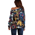 Custom Lions Football NAIDOC Week 2024 Off Shoulder Sweater Fire Burning Aboriginal Dots Art