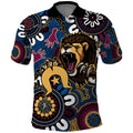 Custom Lions Football NAIDOC Week 2024 Polo Shirt Fire Burning Aboriginal Dots Art