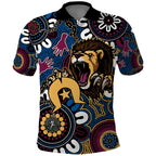 Custom Lions Football NAIDOC Week 2024 Polo Shirt Fire Burning Aboriginal Dots Art
