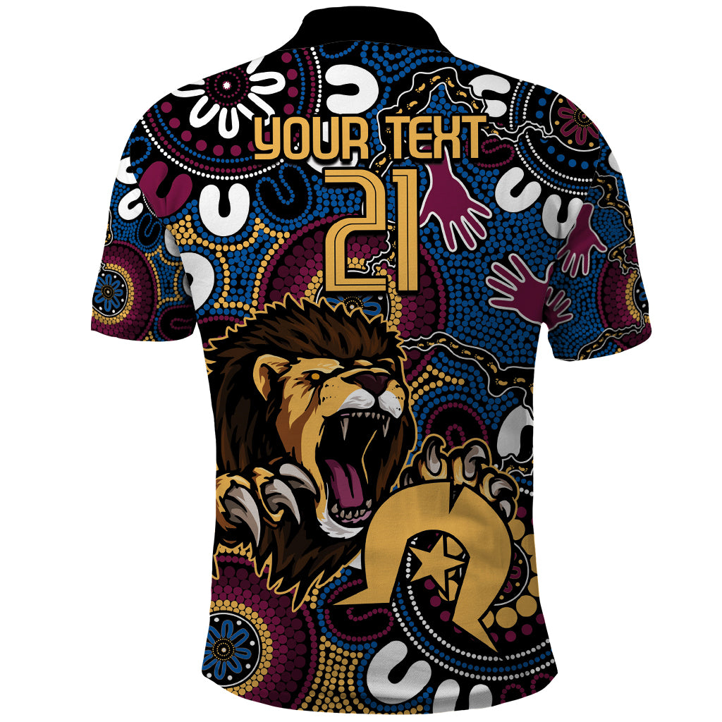 Custom Lions Football NAIDOC Week 2024 Polo Shirt Fire Burning Aboriginal Dots Art